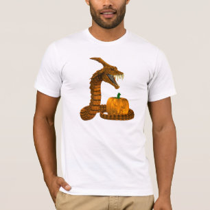 Camiseta Cobra assustador que protege uma abóbora