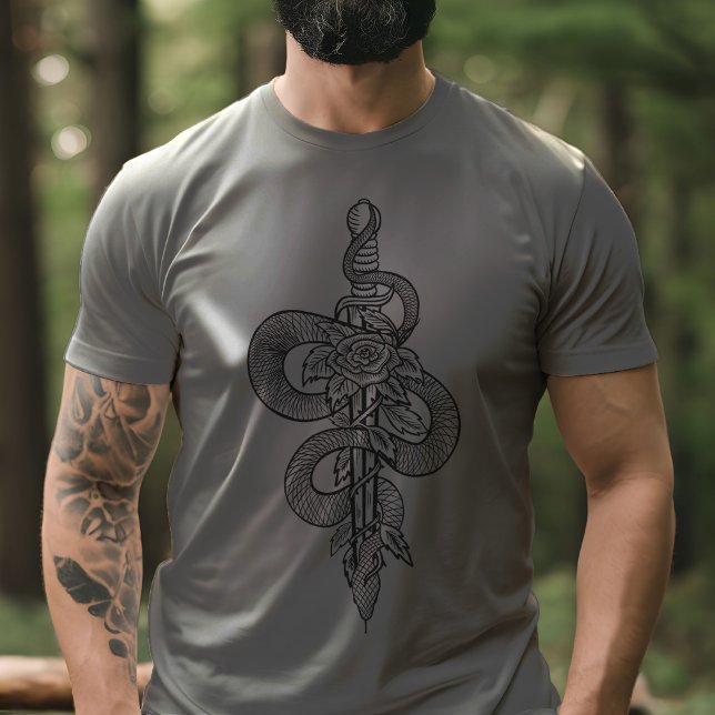 Camiseta Cobra Blade e Rosa de Serpentes Lúcifero (Snake Blade & Rose Serpents Path Luciferian T-Shirt)