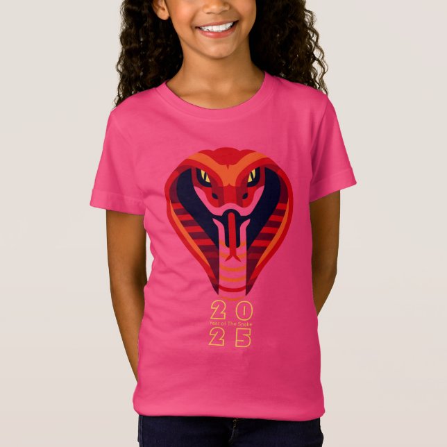 Camiseta Cobra chinês moderno ano 2025 Menina PTee (Frente)