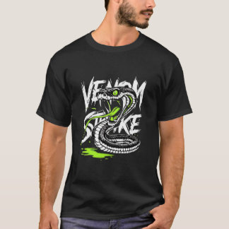 Camiseta Cobra com Cartoon de Texto em Greve de Veneno