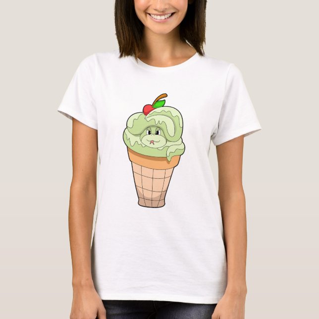 Camiseta Cobra com cone de sorvete e cereja (Frente)