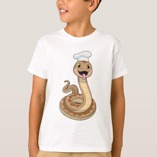 Camiseta Cobra como cozinhar com chapéu de chef (Frente)