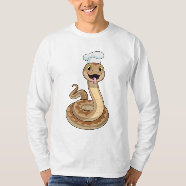 Camiseta Cobra como cozinhar com chapéu de chef (Frente)
