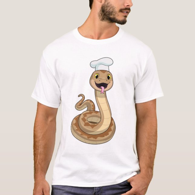 Camiseta Cobra como cozinhar com chapéu de chef (Frente)