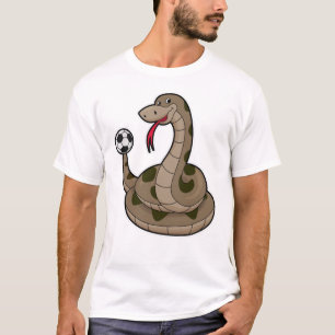 Camiseta Cobra como jogador de futebol com bola de futebol