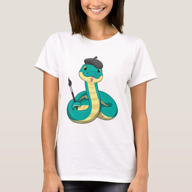 Camiseta Cobra como Pincel com pincel de pintura (Frente)