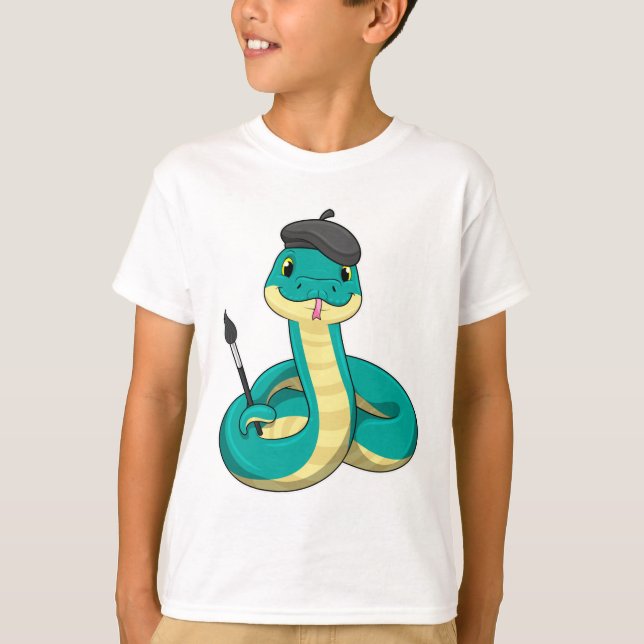 Camiseta Cobra como Pincel com pincel de pintura (Frente)