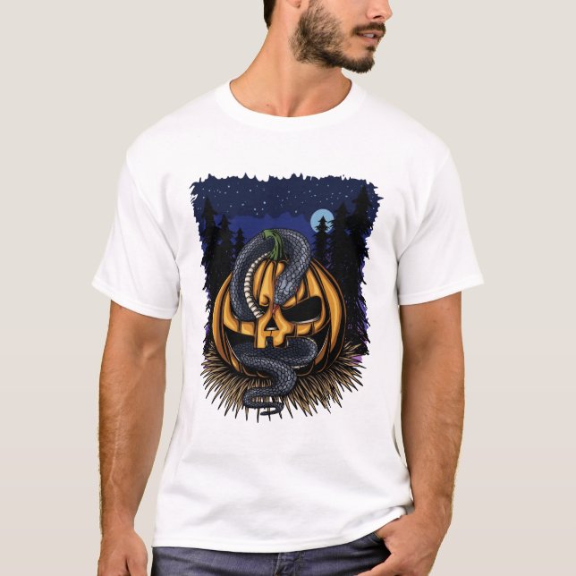 Camiseta Cobra de Abóbora de Halloween (Frente)