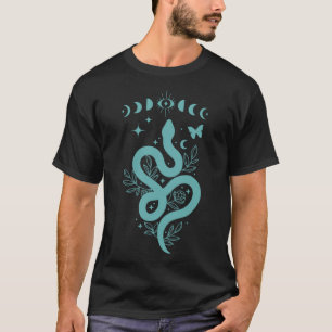 Camiseta Cobra de Fase Verde Azul Teal e Sua Mística