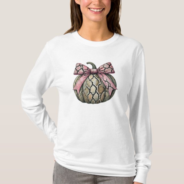 Camiseta Cobra de Halloween Skin Pumpkin Arco Rosa (Frente)