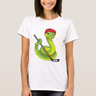 Camiseta Cobra de hóquei no gelo com bastão de hóquei no ge