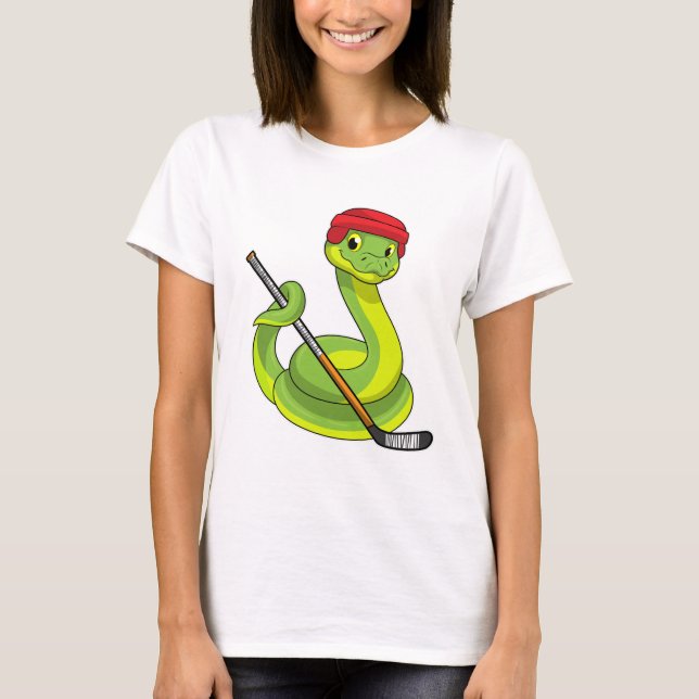 Camiseta Cobra de hóquei no gelo com bastão de hóquei no ge (Frente)