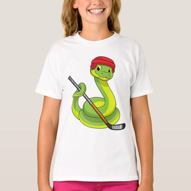 Camiseta Cobra de hóquei no gelo com bastão de hóquei no ge (Frente)
