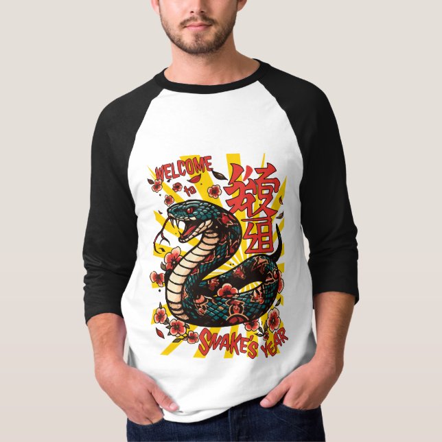 Camiseta Cobra de madeira verde - Ano Novo Chinês (Frente)
