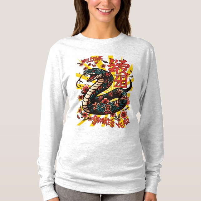 Camiseta Cobra de madeira verde - Ano Novo Chinês (Frente)