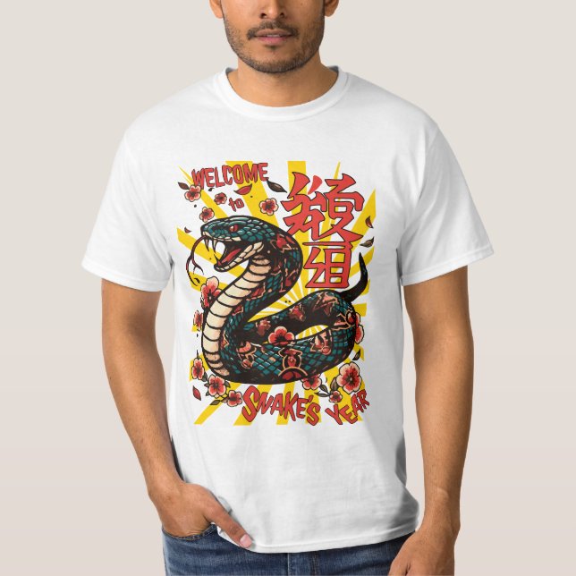 Camiseta Cobra de madeira verde - Ano Novo Chinês (Frente)
