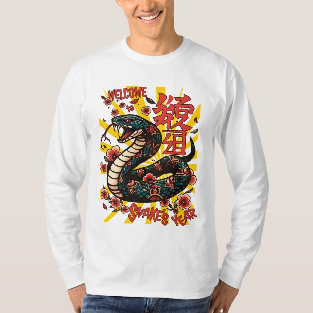 Camiseta Cobra de madeira verde - Ano Novo Chinês (Frente)