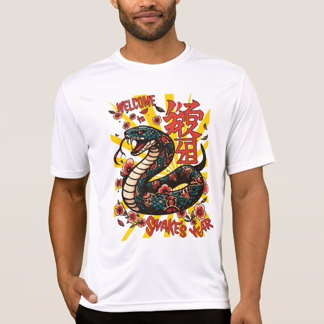 Camiseta Cobra de madeira verde - Ano Novo Chinês (Frente)