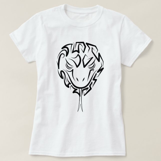 Camiseta Cobra de Tribal Negro e Branco (Frente do Design)