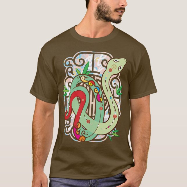Camiseta Cobra de zodíaco chinês colorido (Frente)