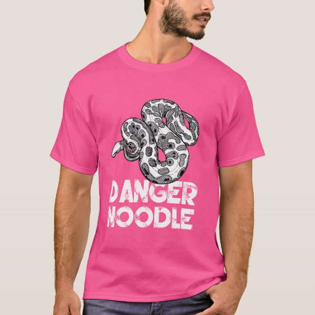 Camiseta Cobra engraçado - Ball Python T-shirt Danger Noodl (Frente)