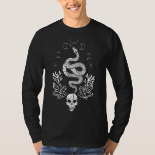 Camiseta Cobra misterioso Com Caveira E Fases Da Lua Gótica
