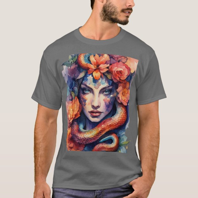 Camiseta Cobra no estilo de aquarela (Frente)