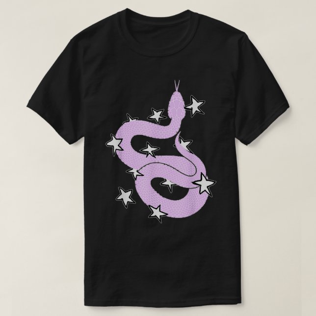 Camiseta Cobra rosa com estrelas Design (Frente do Design)