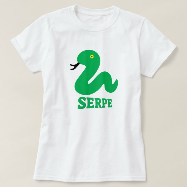 Camiseta Cobra verde e serpe de texto: Cobra em galego (Frente do Design)