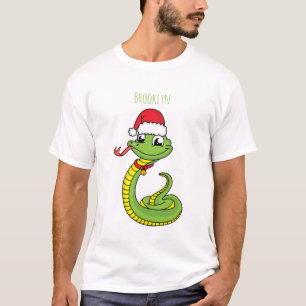 Camiseta Cobra verde-giro com desenho animado de chapéu de