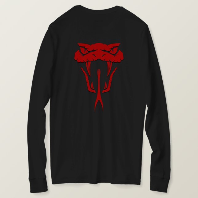 Camiseta Cobra vermelho feroz rosto longo (Verso do Design)