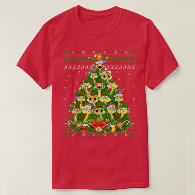 Camiseta Cobra Xmas Lighting Tree Papai noel Cobra de Natal (Frente do Design)