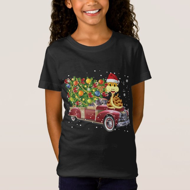 Camiseta Cobras Rides Red Truck Árvore de Natal Xmas Oferta (Frente)