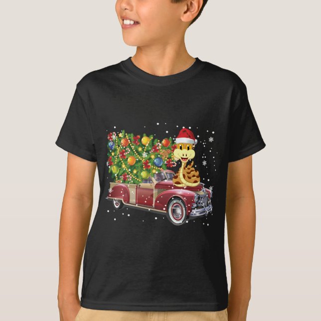 Camiseta Cobras Rides Red Truck Árvore de Natal Xmas Oferta (Frente)