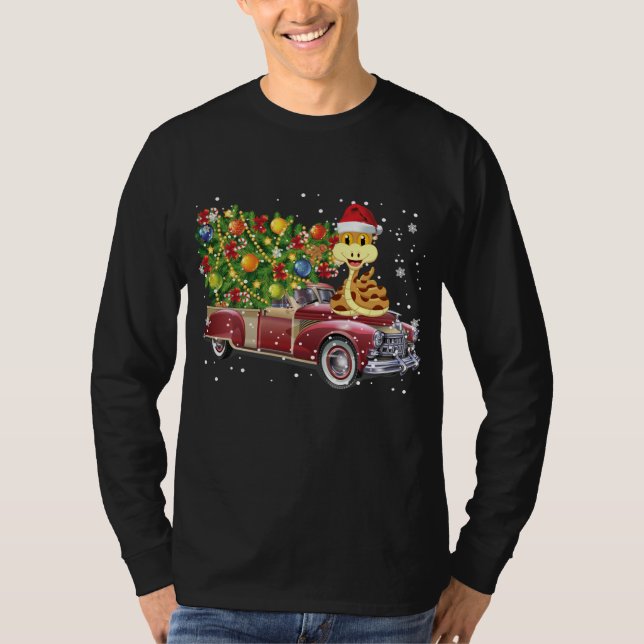 Camiseta Cobras Rides Red Truck Árvore de Natal Xmas Oferta (Frente)
