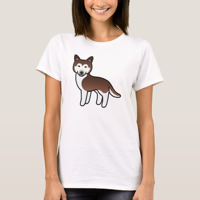Camiseta Cobre Cartoon Husky Siberiano (Frente)