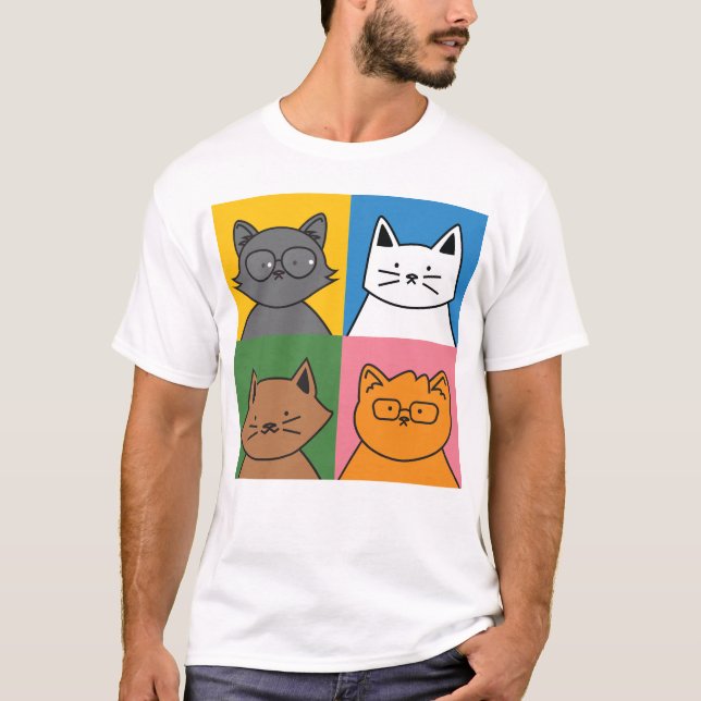 Camiseta Cobrir de Álbum Quatro Cat Faces (Frente)