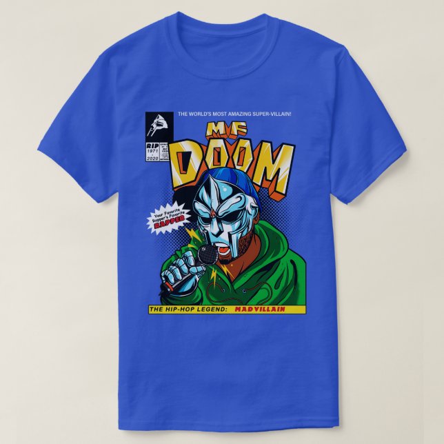 Camiseta COBRIR de banda desenhada MF DOOM (Frente do Design)