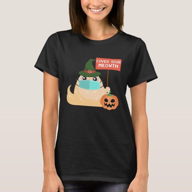 Camiseta Cobrir o seu Meowth Halloween 2020 Witch Cat com (Frente)