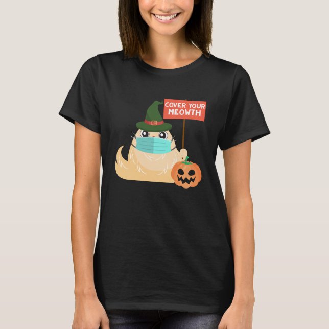Camiseta Cobrir o seu Meowth Halloween 2020 Witch Cat com (Frente)