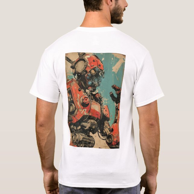 Camiseta Cobrir T-ShirtDesc Da Mech Comic Book Retro-Futurí (Verso)