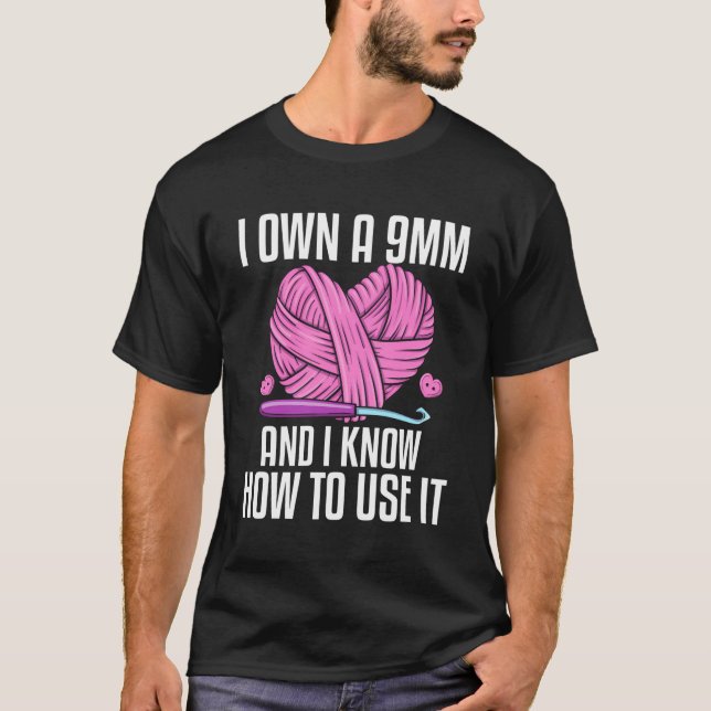 Camiseta Cocheting Knitting Yarn Lover 9Mm Eu Sei Como (Frente)