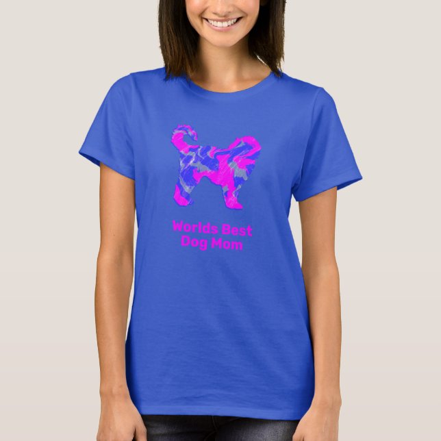 Camiseta Cockapoo Cachorro Silhout Azul Rosa Melhor Mãe (Frente)