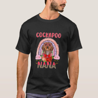 Camiseta Cockapoo Nana Cute Rainbow Rainbow Rainbow Dia de