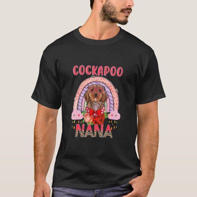 Camiseta Cockapoo Nana Cute Rainbow Rainbow Rainbow Dia de  (Frente)