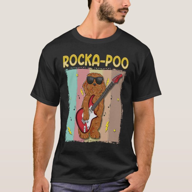 Camiseta Cockapoo Rockstar Rocka Poo Dog  Blues Master (Frente)