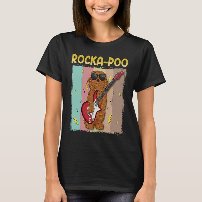 Camiseta Cockapoo Rockstar Rocka Poo Dog  Blues Master (Frente)