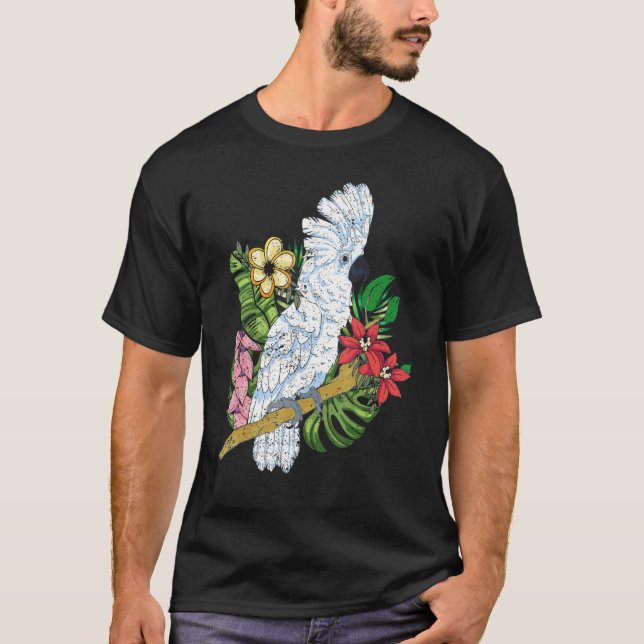 Camiseta Cockat de aves tropicais de papagaio tropical (Frente)