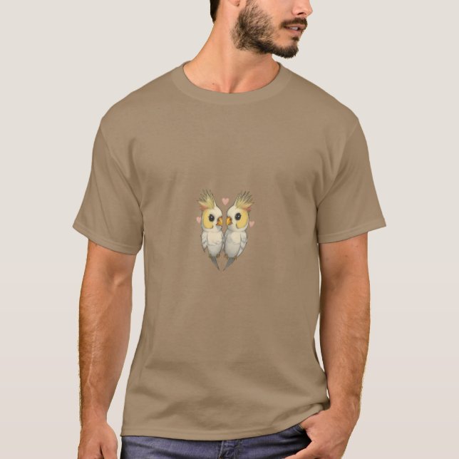Camiseta Cockatiel Cockatiels Coração Aves (Frente)