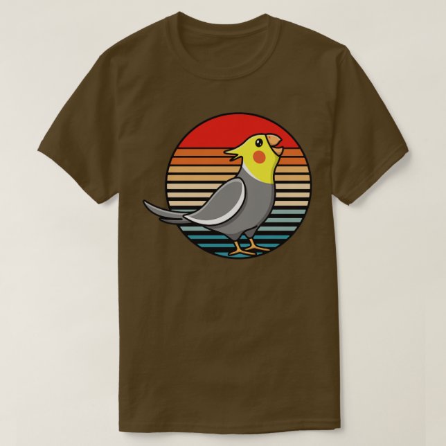 Camiseta Cockatiel Retro Sunset Girls Gritando Parro (Frente do Design)